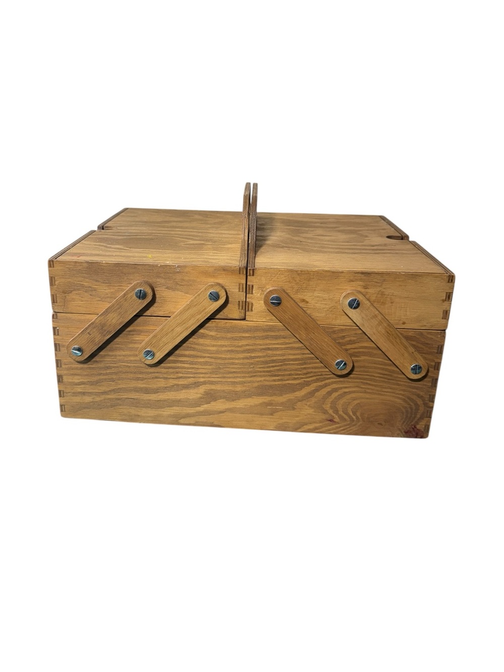Vintage Accordion Wood Sewing Box